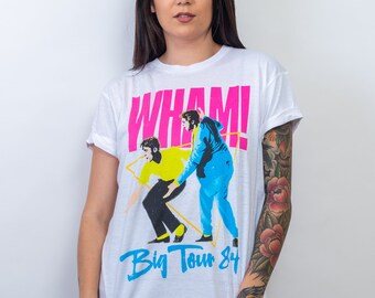 George Michael Andrew Ridgeley Pop Rock Musical Duo Band Concert T-Shirt 3 WHAM George Michael Andrew Ridgeley Pop Rock Musical Duo Band Concert T-Shirt 3 WHAM