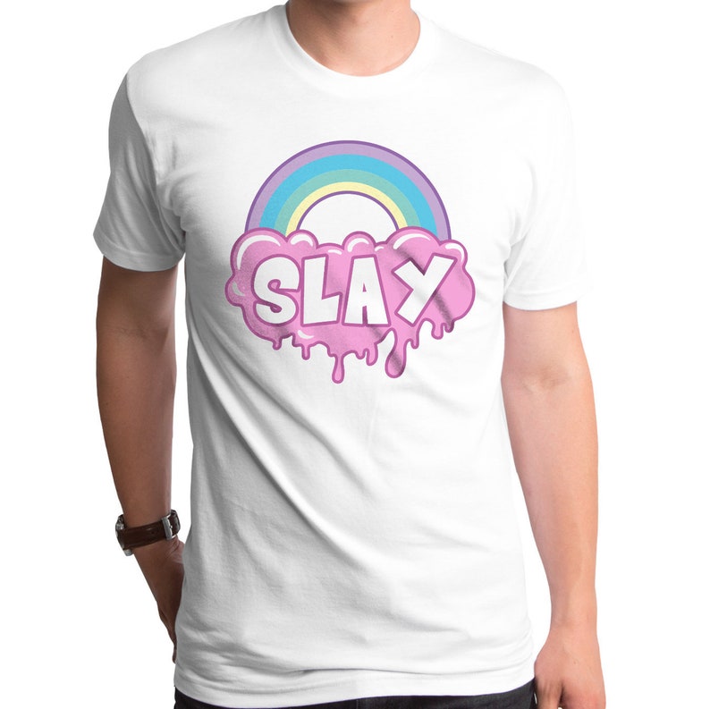 Slay Men's Tshirt WTE0518501WHT Rainbows on Point Etsy