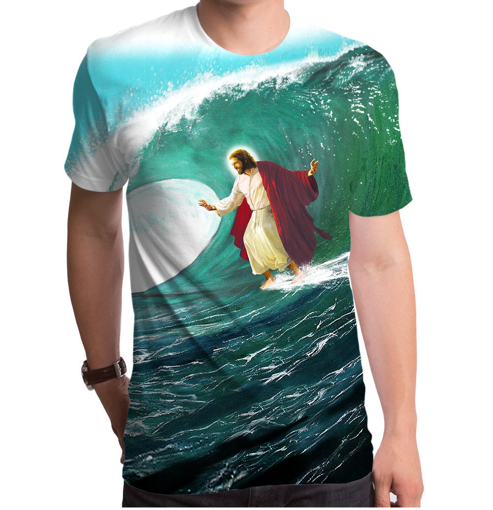 Surfs Up Jesus Men S T Shirt Gt3670 285sub Funny Tee Etsy