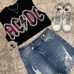 AC/DC Color Glow Crop Top ACD0099-618BLK Australian Rock Band, 1970s ...