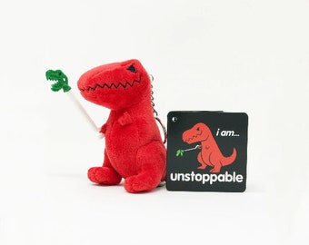 Unstoppable Plush Mini Keychain (KEY-PLUSH-UNSTOPPABLE) plushie, stuffed animal, dinosaur, if you happy and you know it, happy dino, t-rex