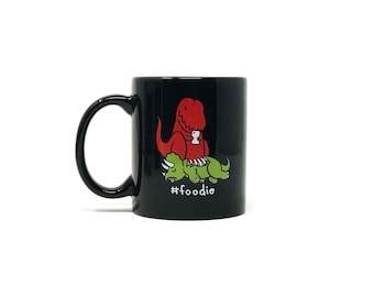 Foodie Dino Coffee Mug (MUG-GTMU4123) coffee, dino coffee mug, gift, foodie lover, coffee lover, red dino, big red, I love food,