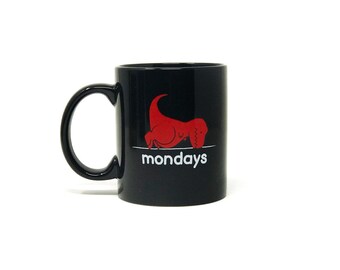 Mondays Dino Coffee Mug (MUG-GTMU0079) coffee, dino coffee mug, gift, coffee lover, I hate mondays, ugh, red dino, big red, no mondays