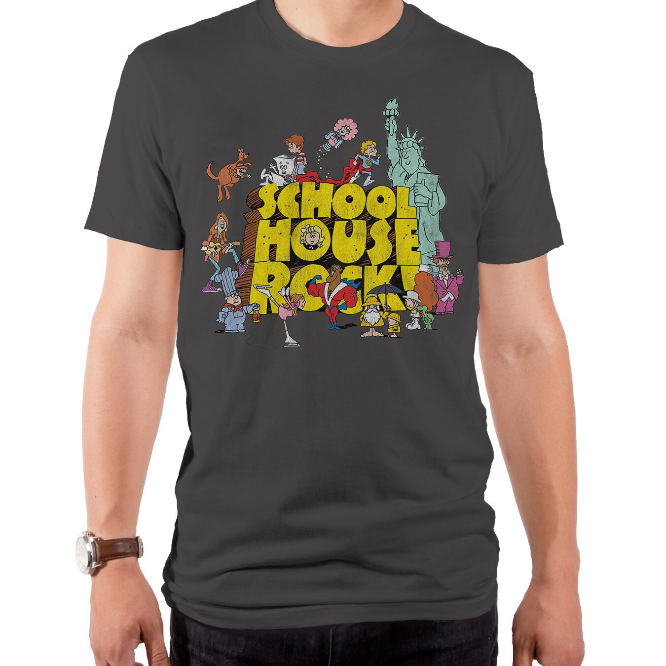 SCHOOL HOUSEROCK - Full School House Men's T-Shirt (SHR0023-101HMT) Tv show, school, grammar, animated, knowledge, ABC show,