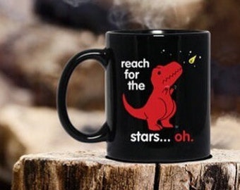 Reach For The Stars Dino Coffee Mug (MUG-GTMU7618) coffee, stars, sky, dino coffee mug, gift, coffee lover, red dino, big red