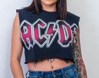 AC/DC 'Color Glow' Muscle Crop Top | Officially Licensed
