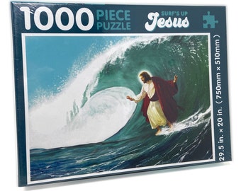 Surfs Up Jesus Puzzle (GPZL0018) jigsaw puzzle, games, toys, jesus, religious humor, surfing jesus, surfing