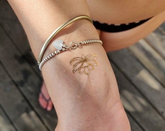 Gold Lotus Flower Metallic Tattoo- Temprorary Tattoo- Festival Fashion- Set of 10 Lotus Metallic Temporary Tattoo- Fake Tattoo