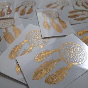 Dreamcatcher Temporary Metallic Tattoo, Set of 10 Temporary Tattoos, Tattoos for Women, Wedding Favors, Silver and Gold, Bachelorette Party