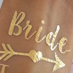 Metallic Gold Bride Tribe Tattoo Set for Weddings & Bachelorette Parties | Boho wedding favors