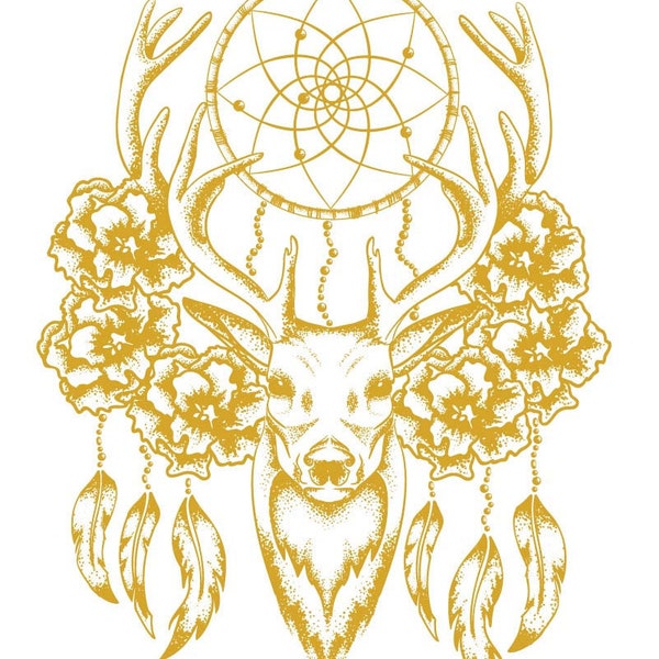 12 Dream Catcher Deer Fold Metallic Temporary Tattoo Set of 12 Temporary Tattoos *