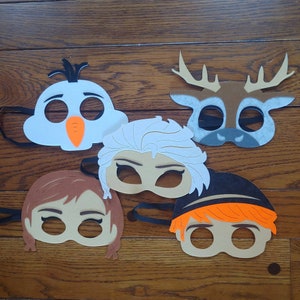 Pick any mixture! Frozen Birthday Party Felt Masks! Frozen Party Favors! Elsa, Olaf, Sven, Anna, Kristoff