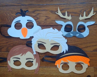 Pick any mixture! Frozen Birthday Party Felt Masks! Frozen Party Favors! Elsa, Olaf, Sven, Anna, Kristoff
