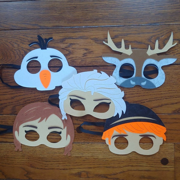 Pick any mixture! Frozen Birthday Party Felt Masks! Frozen Party Favors! Elsa, Olaf, Sven, Anna, Kristoff