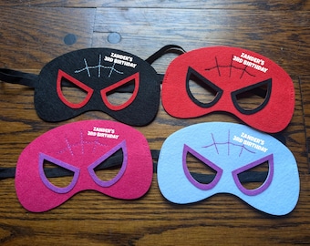 Personalized Spiderman Spidergirl Felt Mask Party Packs!   Spiderman Friends Birthday Party Favors!