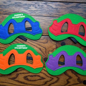 Personalized Turtles Felt Masks!  Turtles Birthday Party Favors!