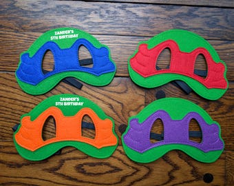 Personalized Turtles Felt Masks!  Turtles Birthday Party Favors!