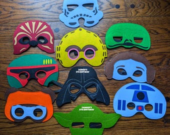 Personalized Star Wars Felt Masks!  Star Wars party favors! Star Wars Birthday Party!