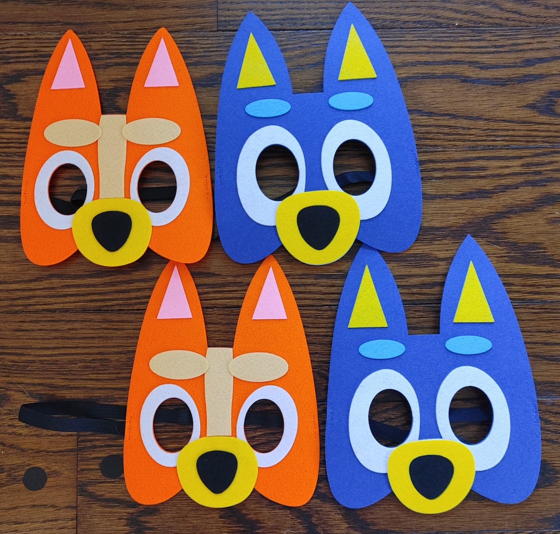 Personalized Bluey Felt Masks Party Favors Birthday Party Etsy