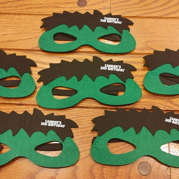 Personalized Hulk Felt Mask Party Packs!  Birthday Party Favors!