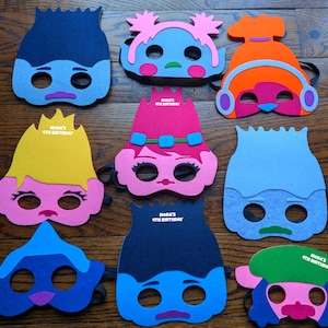 Personalized Trolls Felt Masks! Trolls World Tour Birthday Party Favors!
