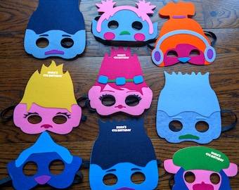 Personalized Trolls Felt Masks! Trolls World Tour Birthday Party Favors!