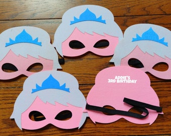 Ready to Ship! CLOSEOUT! Personalized Frozen Elsa Birthday Party Felt Masks! Frozen Party Favors! Princess