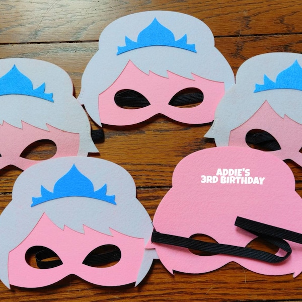 Ready to Ship! CLOSEOUT! Personalized Frozen Elsa Birthday Party Felt Masks! Frozen Party Favors! Princess