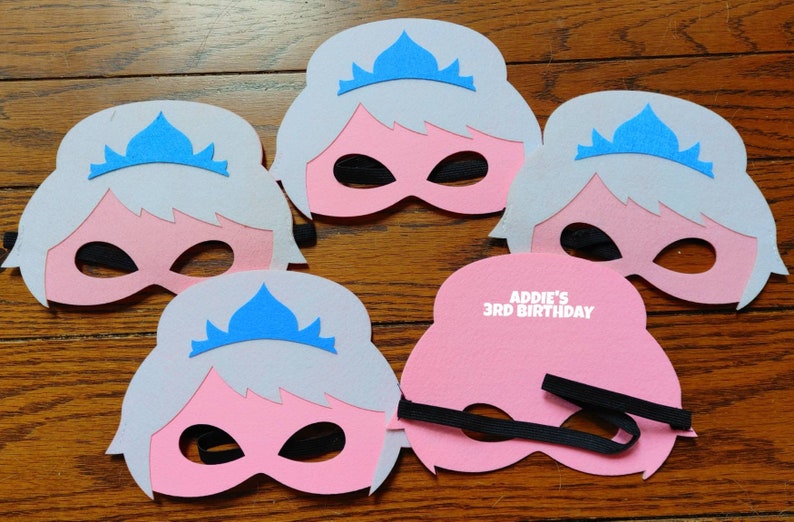 Ready to Ship CLOSEOUT Personalized Frozen Elsa Birthday Party Felt Masks Frozen Party Favors Princess image 1