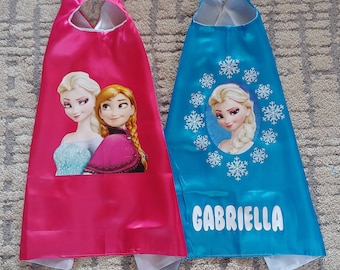 Ready to ship! PERSONALIZED Kids Frozen Pink Elsa / Anna or Blue Elsa Superhero Cape Capes
