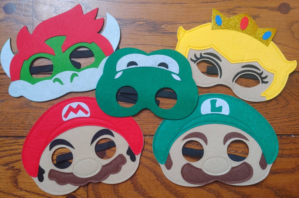 Masques en feutre super mario pour enfants, avec corde élastique, accessoires de décoration pour fête d'halloween, Cosplay, 12 pièces/lot / Figurines d'action et jouets Masques en feutre super mario pour enfants, avec corde élastique, accessoires de décoration pour fête d'halloween, Cosplay, 12 pièces/lot / Figurines d'action et jouets