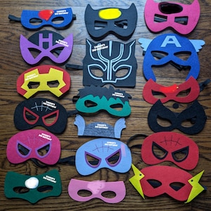 Ten (10+) Personalized Felt Superhero Felt Masks - Superhero Birthday Party Favors! Pick Any Mixture!