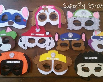 Paw Masks! Birthday Party Favor! Pick any number or mixture! Paw Felt Masks