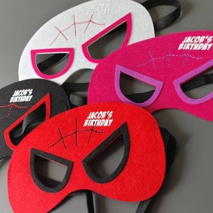 READY TO SHIP! Personalized Spiderman Spidergirl Felt Mask Party Packs!   Spiderman Friends Birthday Party Favors!