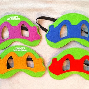 Personalized Turtles Felt Masks!  Turtles Birthday Party Favors!