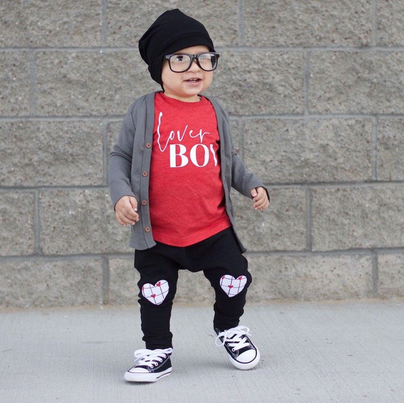 joggers monochrome toddler baby Valentine/'s harems leggings hearts knee patch pants grid boys Heart Patch Joggers