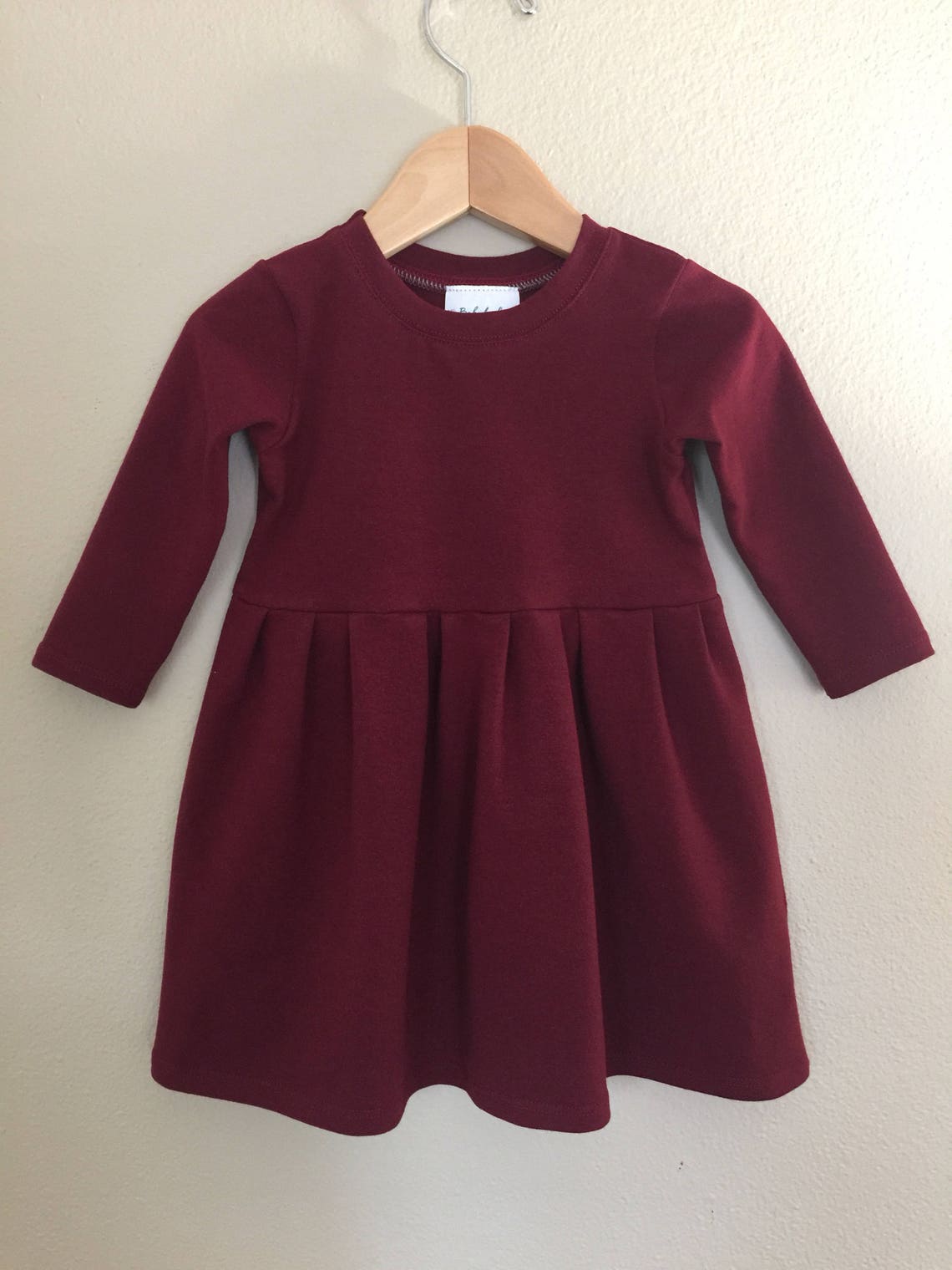 Burgundy Dressbaby Toddler Girl Dress Long Sleeve Made to Etsy