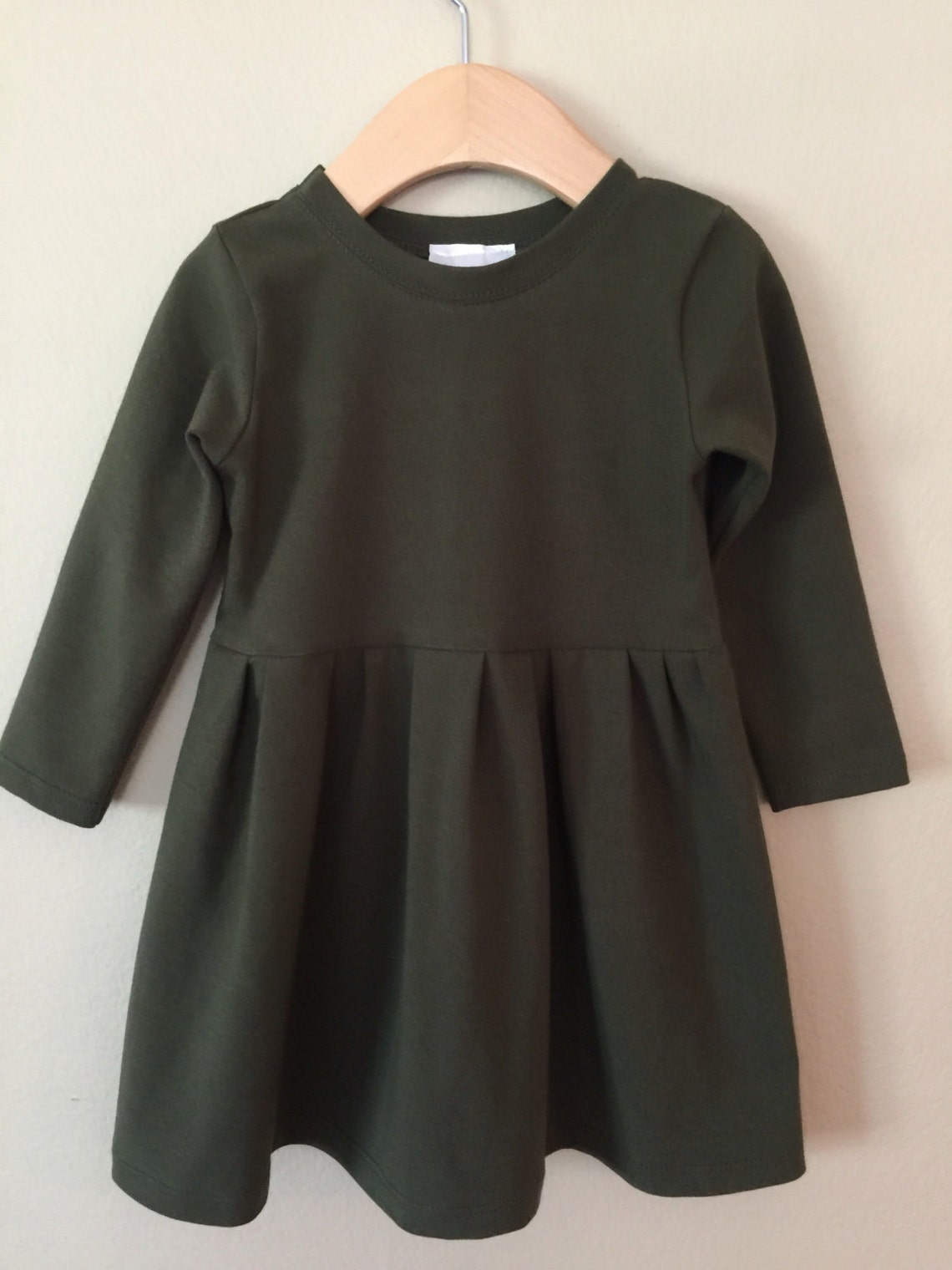 Baby Toddler Girl Dress Long Sleeve Made to Order olive - Etsy