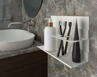 Easy install bathroom shelves set- Glue on bathroom accessories