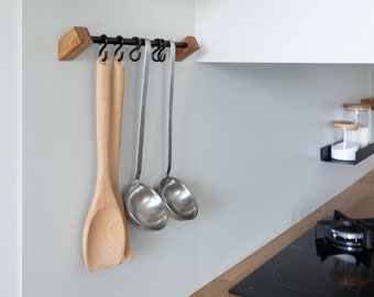 MAGNET Ladle hanger | magnetic hanging rod with hooks, magnetic kitchen rail