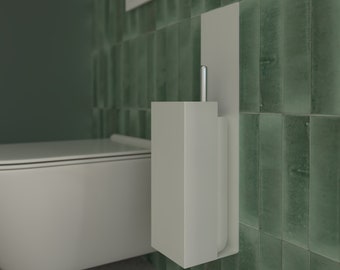 Escobillero minimalista moderno: acero con recubrimiento en polvo para montaje en pared.