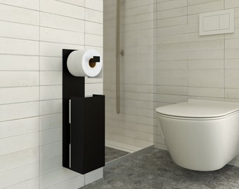 Portarrollos de papel higiénico minimalista de pared: almacenamiento magnético de acero