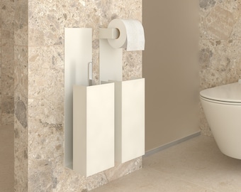 ¡Juego de escobilla de baño y soporte de papel minimalista de diseño!