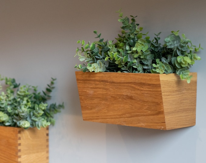 MAGNETIC wooden planter Oblique - Double | Magnetic wooden planter for wall mounted herbs and flowers