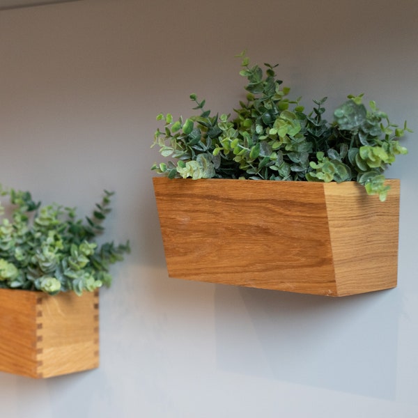 MAGNETIC wooden planter Oblique - Double | Magnetic wooden planter for wall mounted herbs and flowers