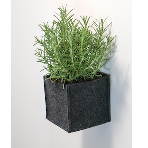 MAGNETIC Felt planter | wall mounted planter for herbs, magnetic felt cup kitchen accessory, magnetic plant pot