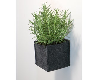 MAGNETIC Felt planter | wall mounted planter for herbs, magnetic felt cup kitchen accessory, magnetic plant pot