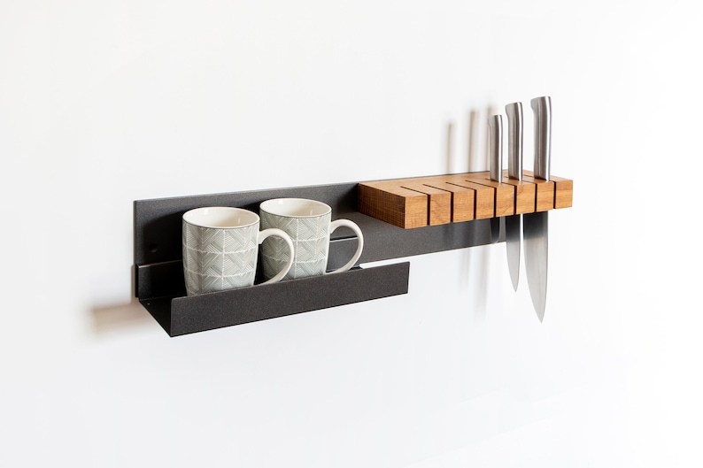 3S magnet kitchen storage set: wall panel knife block shelf U image 1