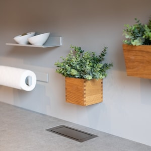 MAGNETIC wooden planter - Box joint | hand crafted wooden magnetic flower pot for wall mounted herbs and flowers