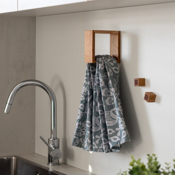 Portarrollos de cocina magnético - fabricado en madera maciza de roble